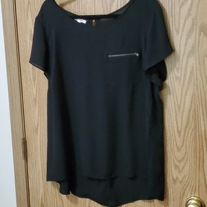 Black top with zipper pocket plus size